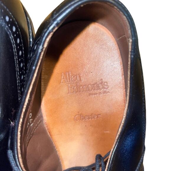 Allen Edmonds Leather Chester Wing tip Oxford Dress Shoe 9.5 Black - Picture 5 of 6